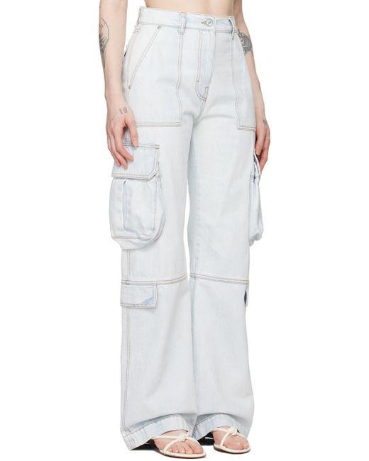 MSGM White Mid-Rise Straight-Leg Cargo Jeans