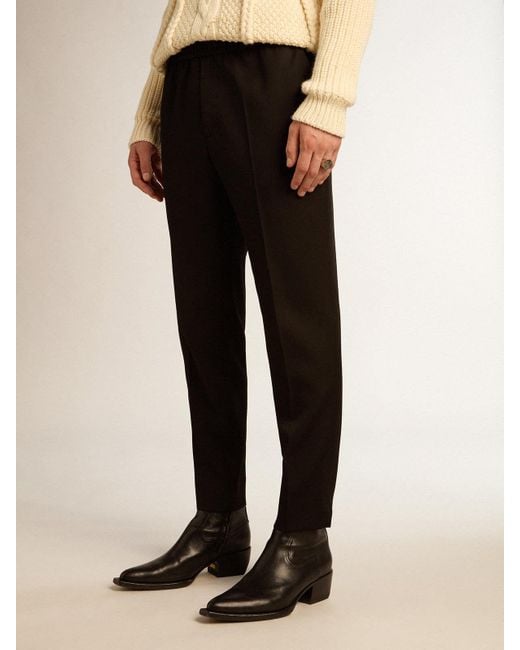 Golden Goose Deluxe Brand Black Logo-Plaque Straight-Leg Trousers for men