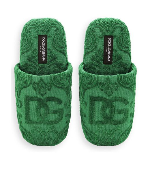 Dolce & Gabbana Green Round Toe Slippers