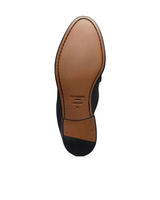 Thom Browne Black Grained Leather Mule Loafers