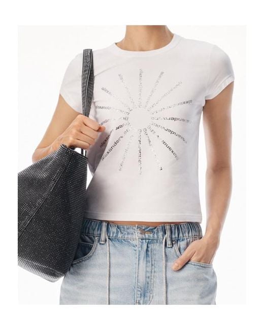 Alexander Wang White Pinwheel Crystal-Embellished T-Shirt