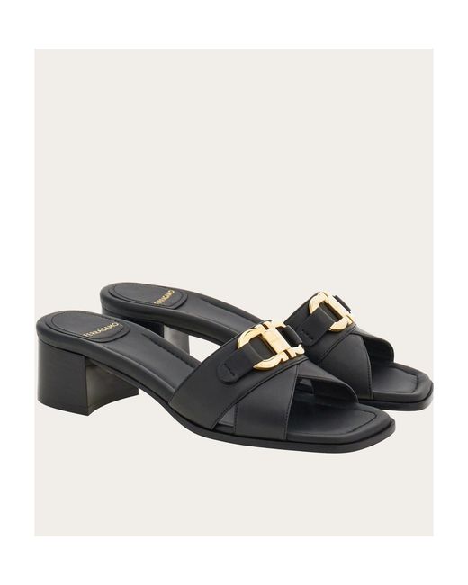 Ferragamo Black Open-Toed High-Heeled Sandals