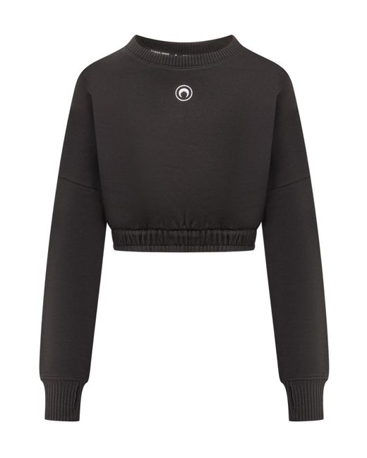 MARINE SERRE Black Moon Embroidered Cropped Knit Jumper