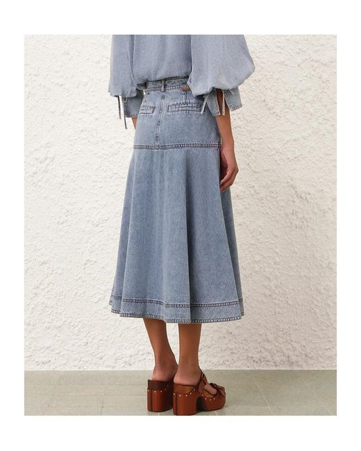 Zimmermann Blue Denim Midi Skirt
