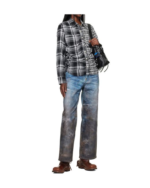 ANDERSSON BELL Black Pleated Plaid Shirt