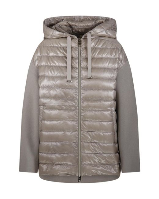 Herno Gray Hooded Quilted Jacket