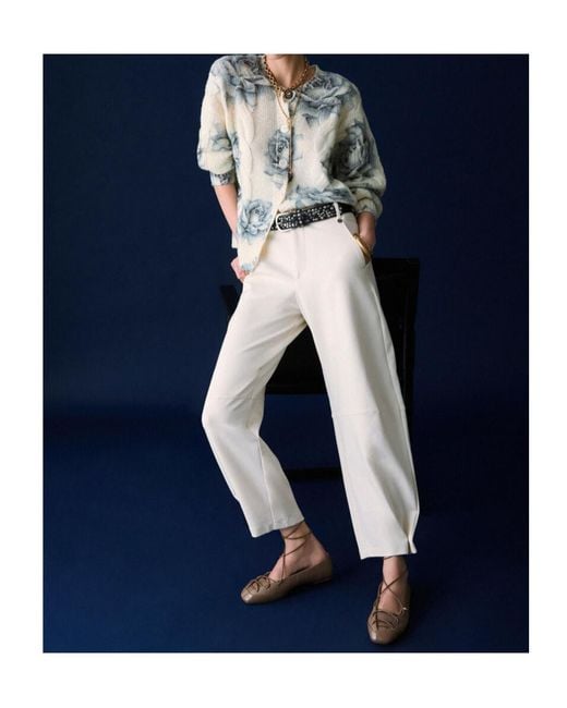 Liu Jo White Logo-Plaque Cropped Trousers