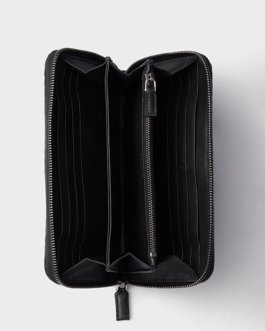 Prada Black Antiqued-Leather Wallet