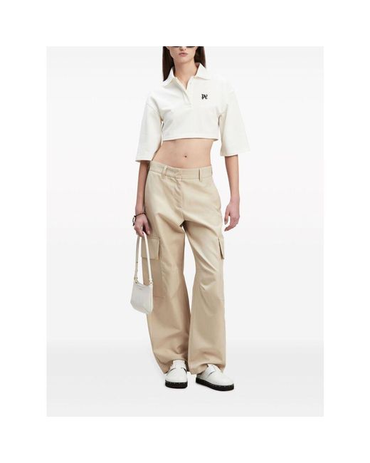 Palm Angels Natural Carrot-Cut Mid-Rise Trousers
