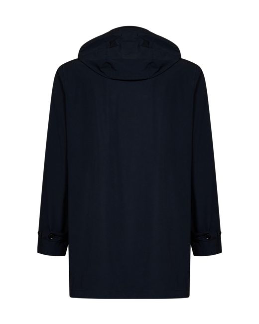 Aspesi Blue Buttoned Hooded Coat for men