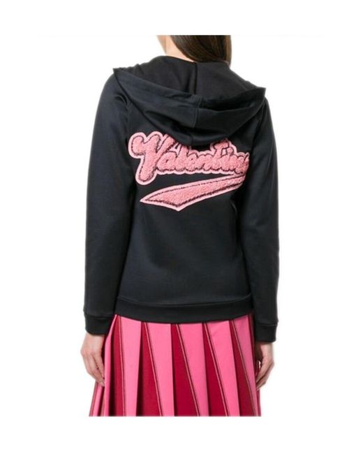 Valentino Black Zipper Hooded Casual Jacket for men