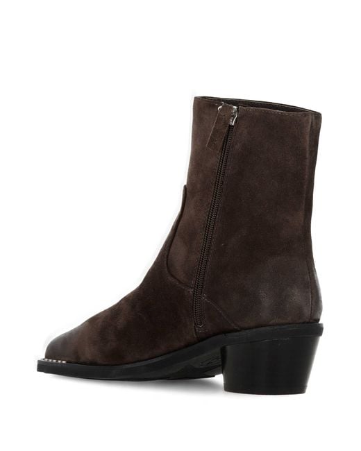 Ash Brown Chunky-Heeled Ankle Boots
