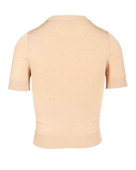 MARINE SERRE White Embroidered Logo Short-Sleeved Knit T-Shirt