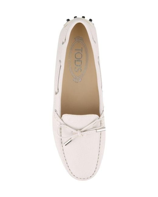 Tod's White Gommino Slip-On Loafers