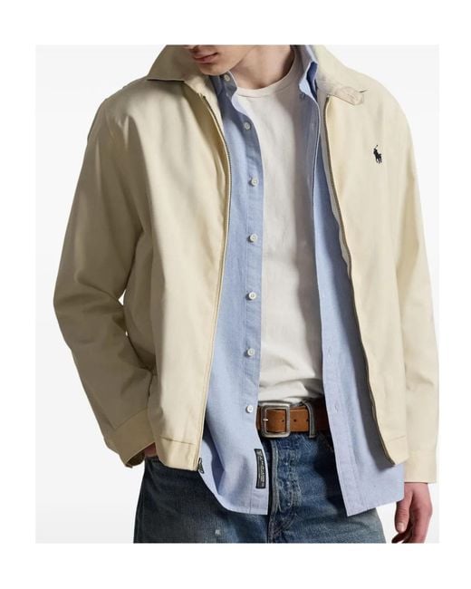 Polo Ralph Lauren White Embroidered-Logo Zip-Up Ligthweight Jacket for men