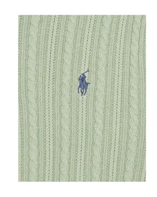 Polo Ralph Lauren Green Cable-Knit Embroidered Polo Sweater for men