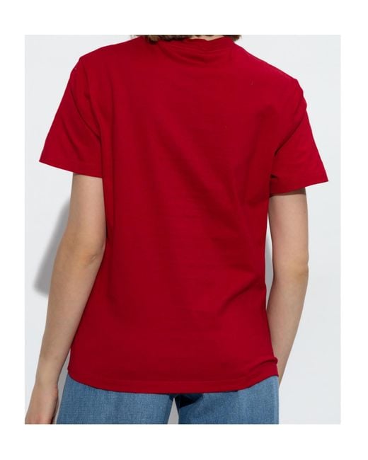 Versace Red Logo-Embellished Crewneck T-Shirt