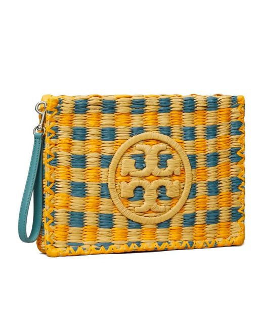 Tory Burch Metallic Ella Woven-Check Clutch Bag