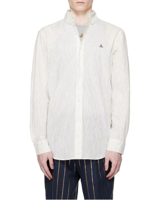 Vivienne Westwood White Orb Embroidered Shirt for men