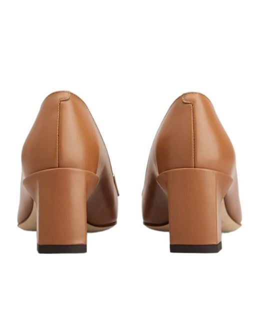 Tod's Brown Logo Engraved Pumps