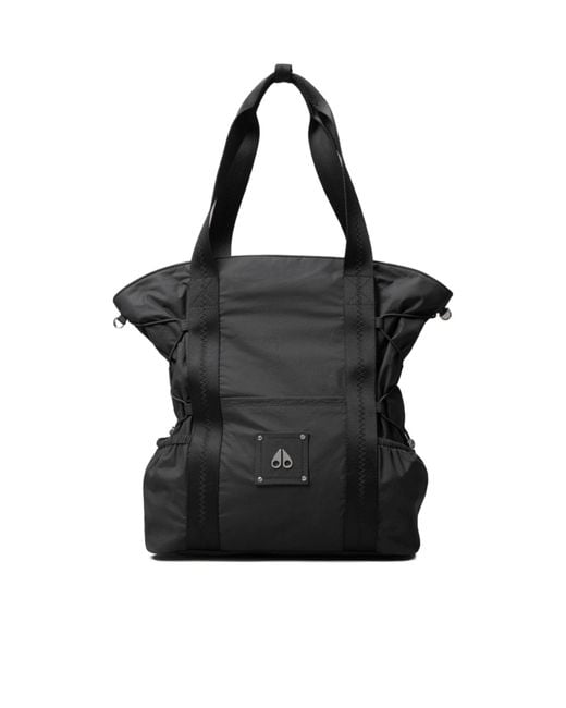 Moose Knuckles Black Parachute Logo Plaque Tote Bag for men