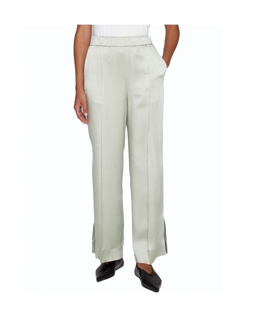 Jil Sander White Elastic Waist Wide-Leg Trousers