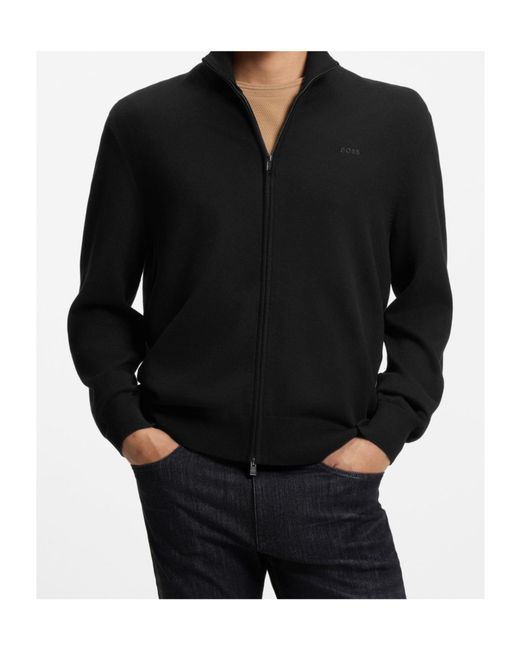 Boss Black Boss Upalano Zip-Up High Neck Cardigan for men