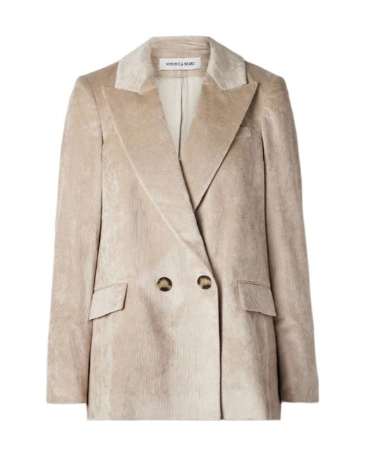 Veronica Beard Natural Sevyn Dickey Double-Breasted Blazer