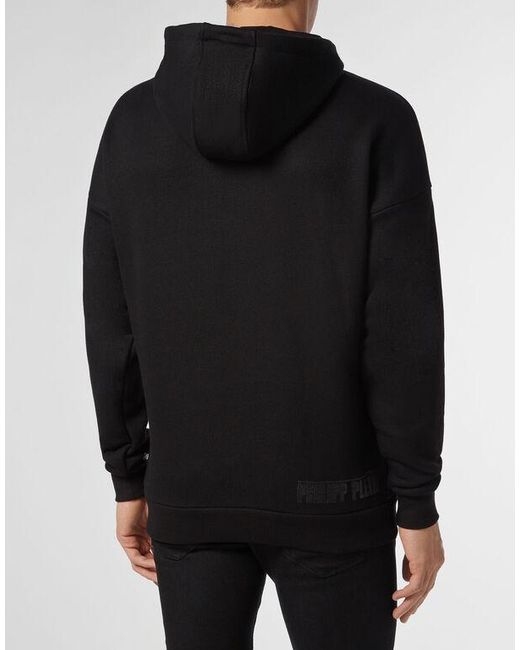 Philipp Plein Black Logo Details Hooded Hoodie for men