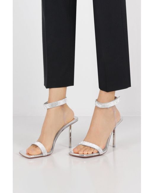 AMINA MUADDI White Square-Headed High-Heeled Sandals