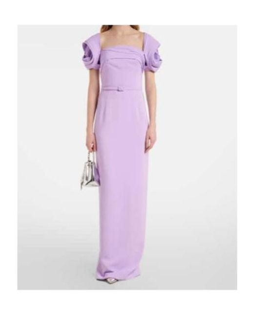 Oscar de la Renta Purple Rosette Gown