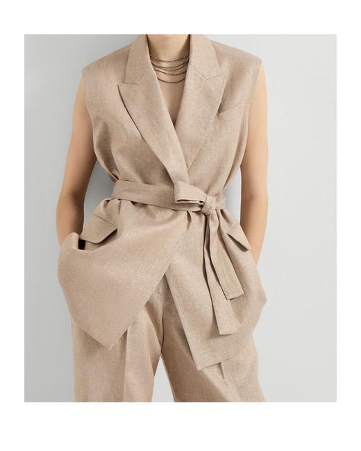Brunello Cucinelli Natural Belted Vest