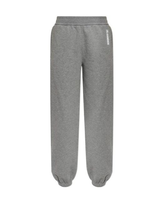 Jil Sander Gray Logo-Print Track Pants