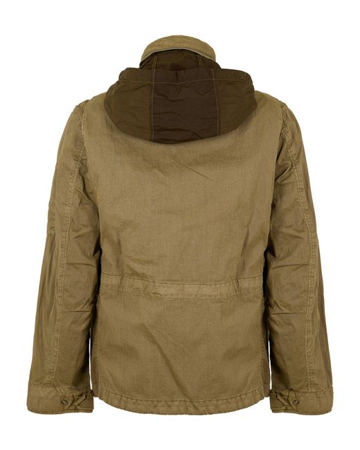 C P Company Green Stand-Collar Multi-Pocket Utility Jacket for men