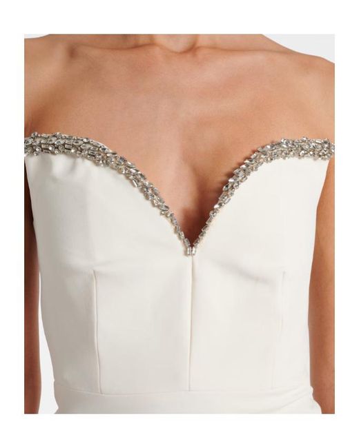 Roland Mouret White Embellished Strapless Crêpe Gown