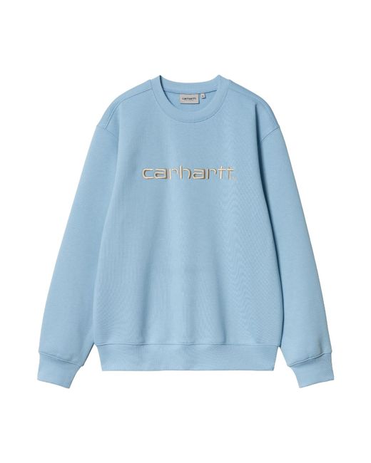 Carhartt Blue Logo Embroidered Crewneck Sweatshirt for men