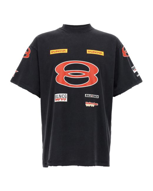 Balenciaga Black 'Sponsor Logos Oversize' T-Shirt for men