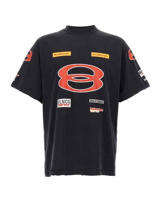 【BALENCIAGA】ブラックSponsor Logos Tシャツ オーバーサイズ Balenciaga 'Sponsor Logos Oversize' T-Shirt in Black for Men