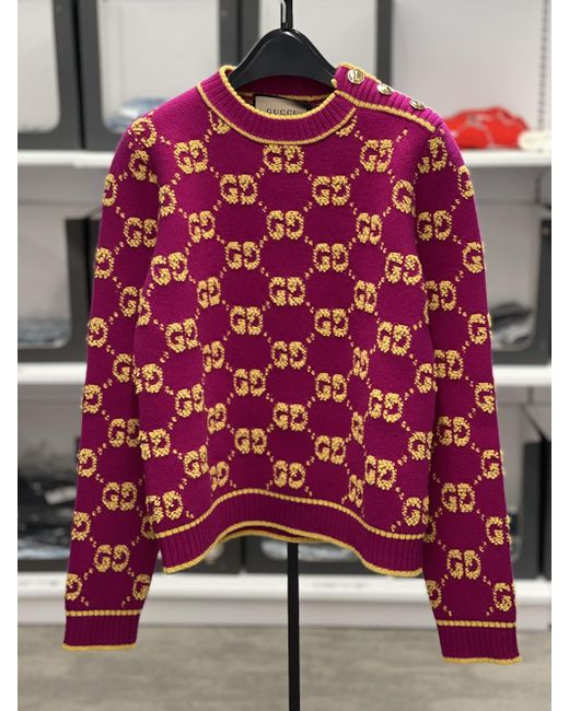 Gucci Red Logo Knitted Wool Sweater