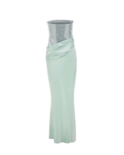 retroféte Green Retrofete Alexandra Draped Strapless Dress