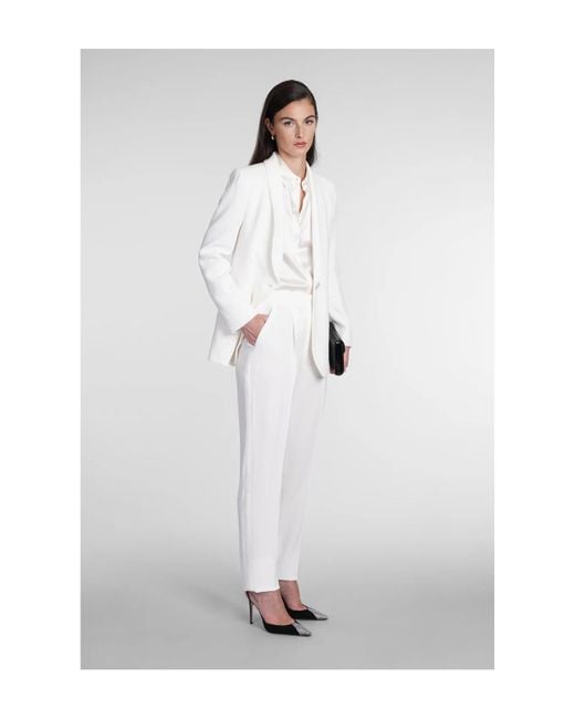 Emporio Armani White Darted High-Waist Trousers