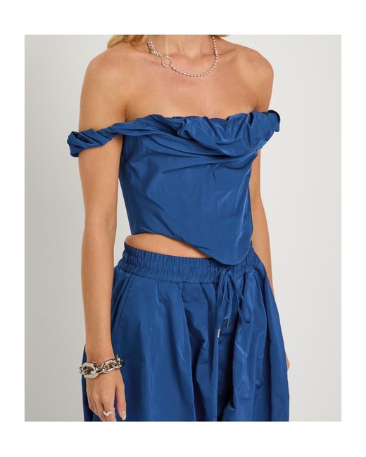 Vivienne Westwood Blue Chichi Corset Draped Taffeta Crop Top