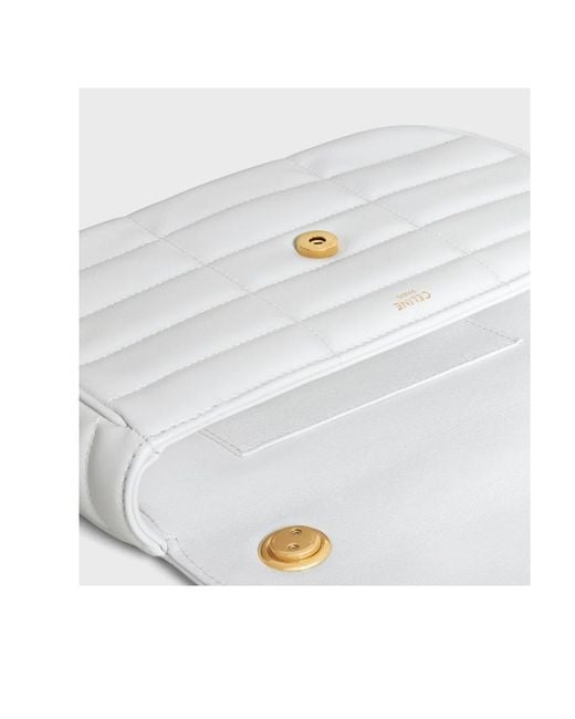Céline White Chain Shoulder Bag Matelasse Monochrome