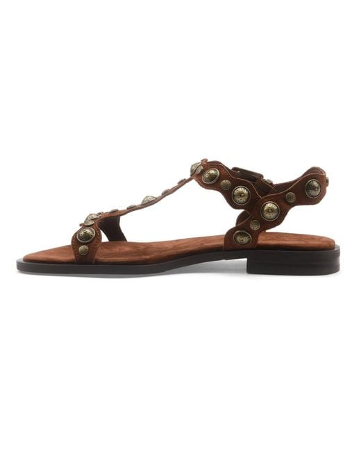 Ash Brown Studded Flat Sandals