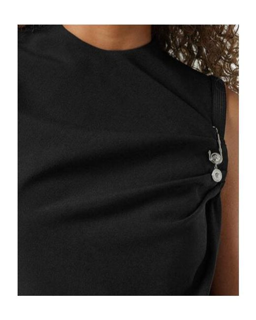 Versace Black Safety-Pin Detailed Sleeveless Mini Dress