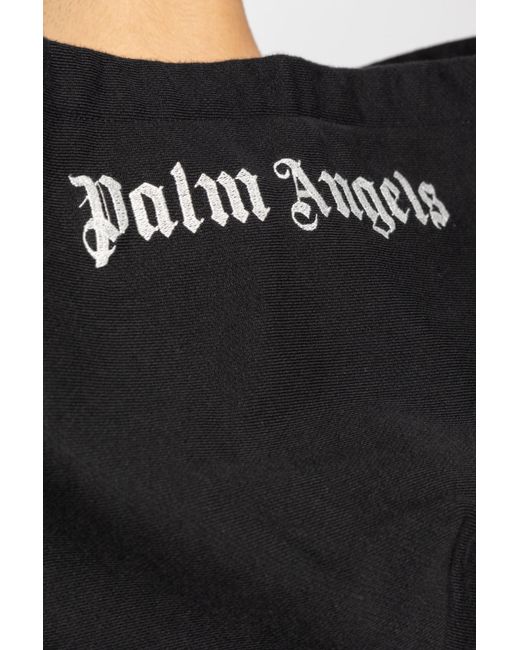 Palm Angels Black Logo Embroidered Hoodie for men