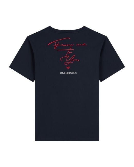 Emporio Armani Blue Mercerized Jersey T-Shirt Valentine's Day Capsule