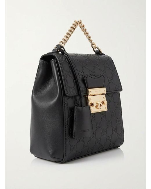 Gucci Black Gg Embossed Locking Backpack