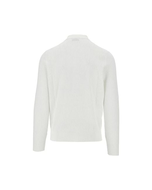 Brunello Cucinelli White Pocket Cardigan for men