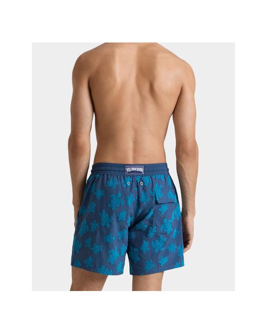 Vilebrequin Blue Turtle-Print Swim Shorts for men
